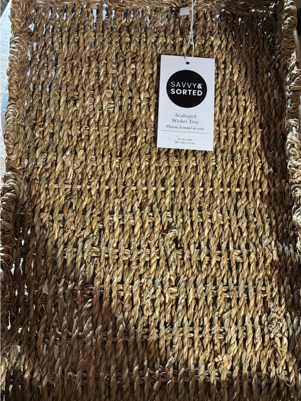 Savvy and Sorted Wicker Seagrass Basket Tray